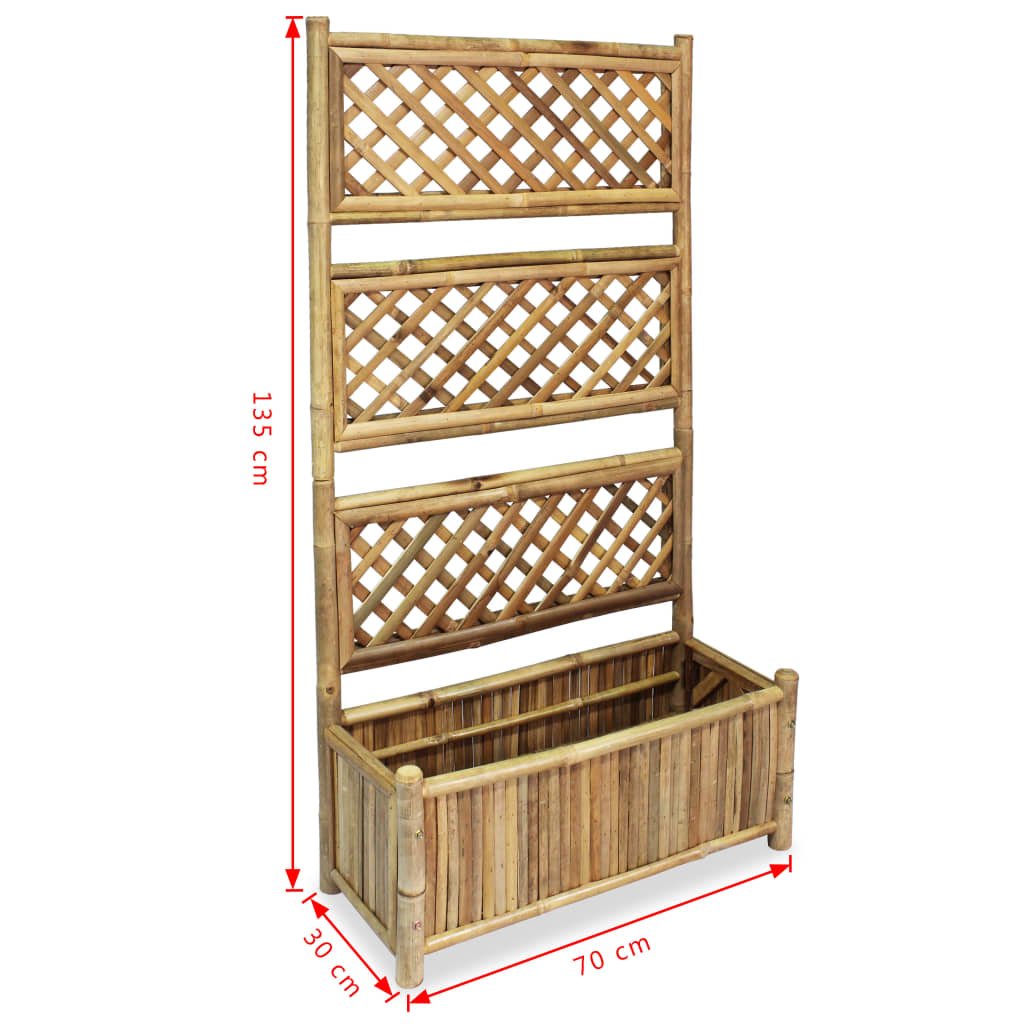 Garden Raised Bed | Natural Bamboo | 70x30x135 cm | Decorative Inlays