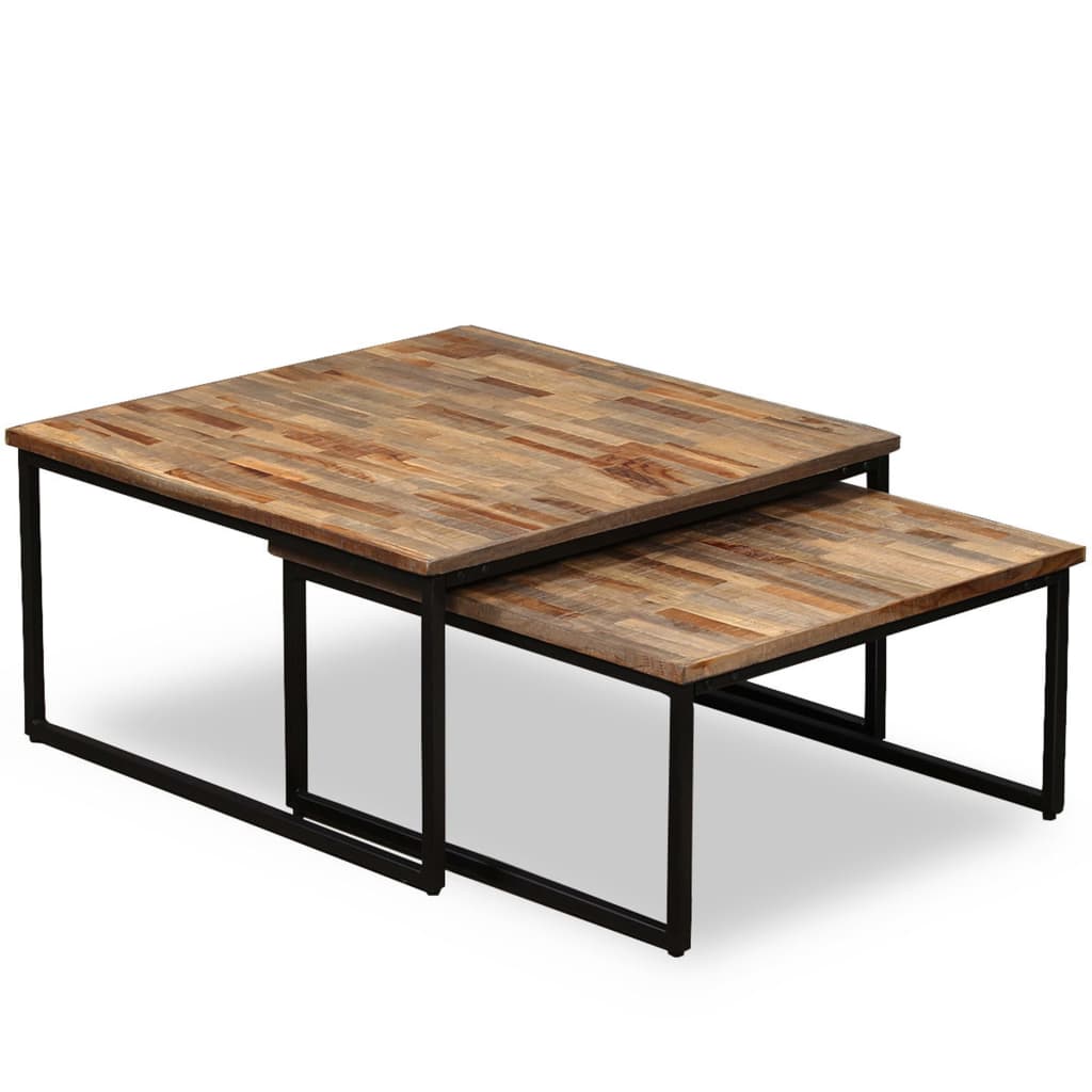 Coffee Table | Set of 2 | Brown | Reclaimed teak | Large & Small