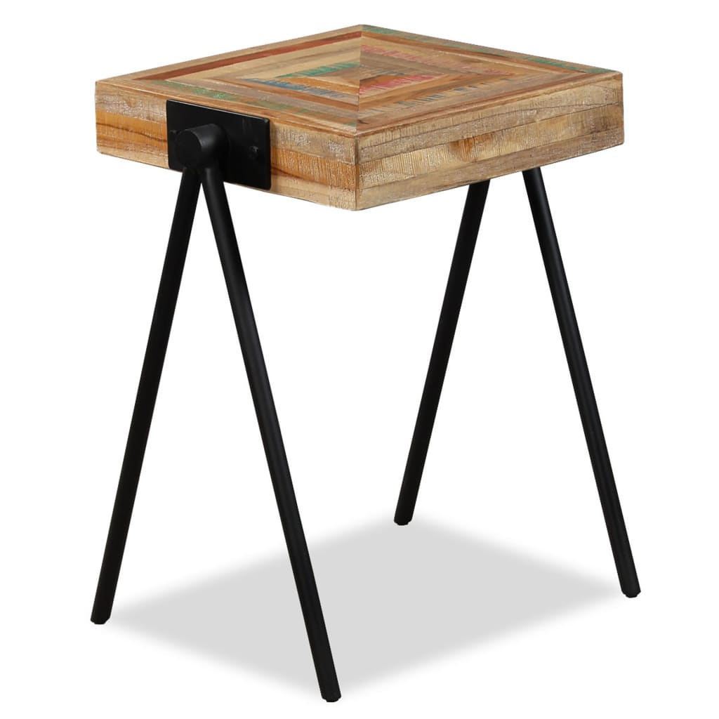 Side Table | Durable | Rectangular | Industrial | Teak Wood Accent Table