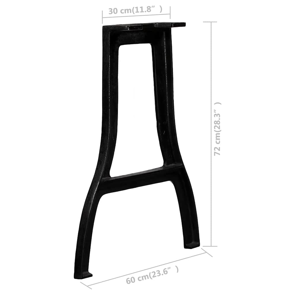 Dining Table Leg | Set of 2 | Black | Cast iron | Regular | Durable