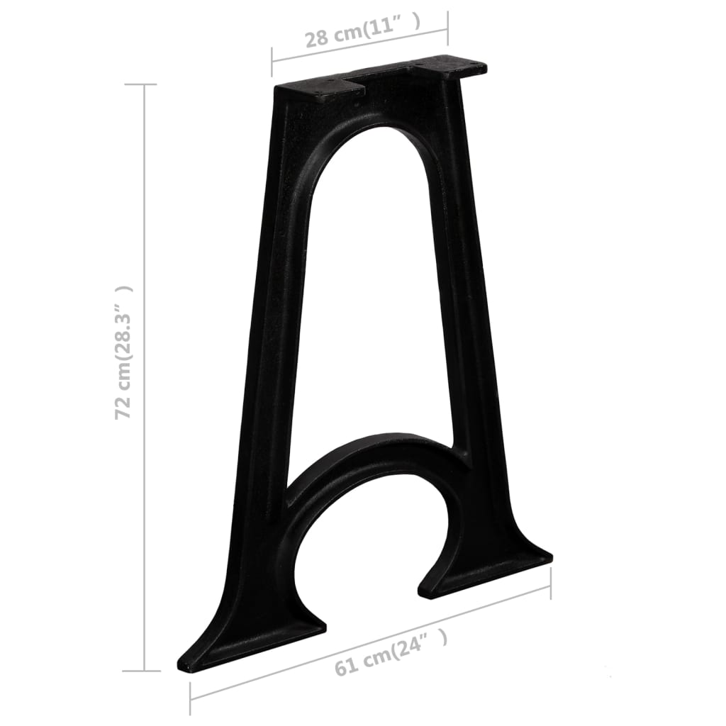 Dining Table Leg | Set of 2 | Black | Cast Iron | Medium