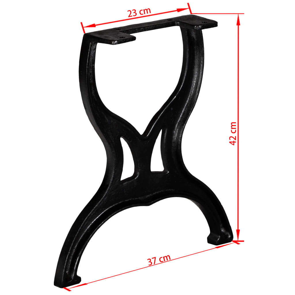 Bench Leg | Set of 2 | Black | Cast iron | 37x42x23 cm