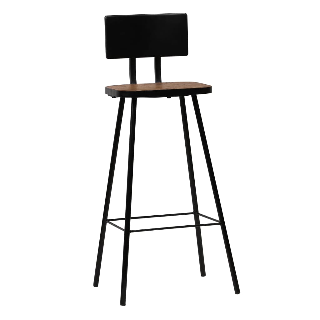 Bar Chair Set of 4 Dark Brown, Black
