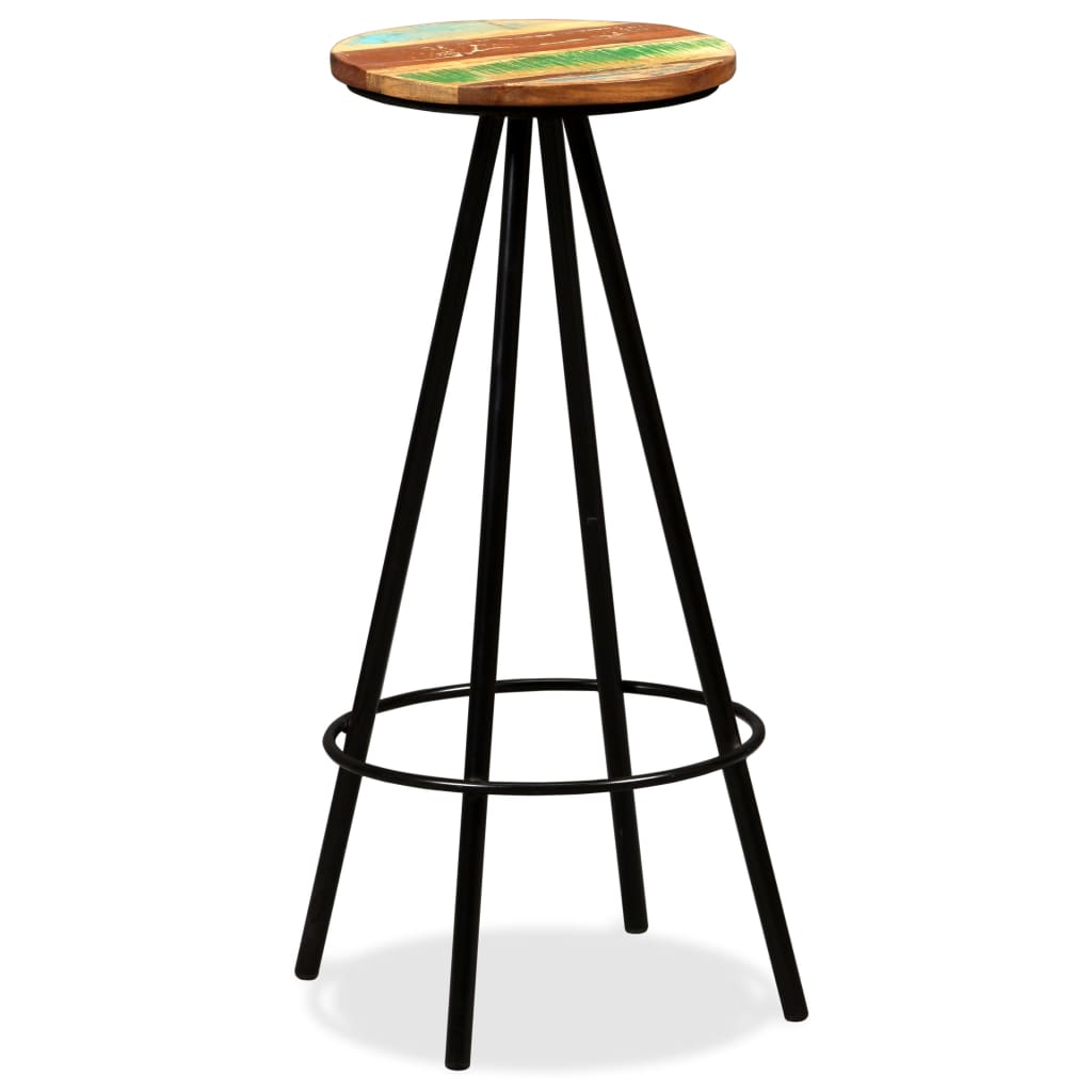Bar Stool Set of 4 Varied Reclaimed Wood Standard Industrial