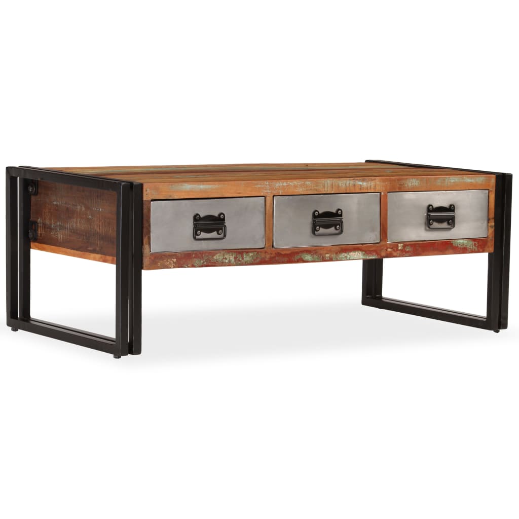 Coffee Table | Multicolour | Solid reclaimed wood, steel legs