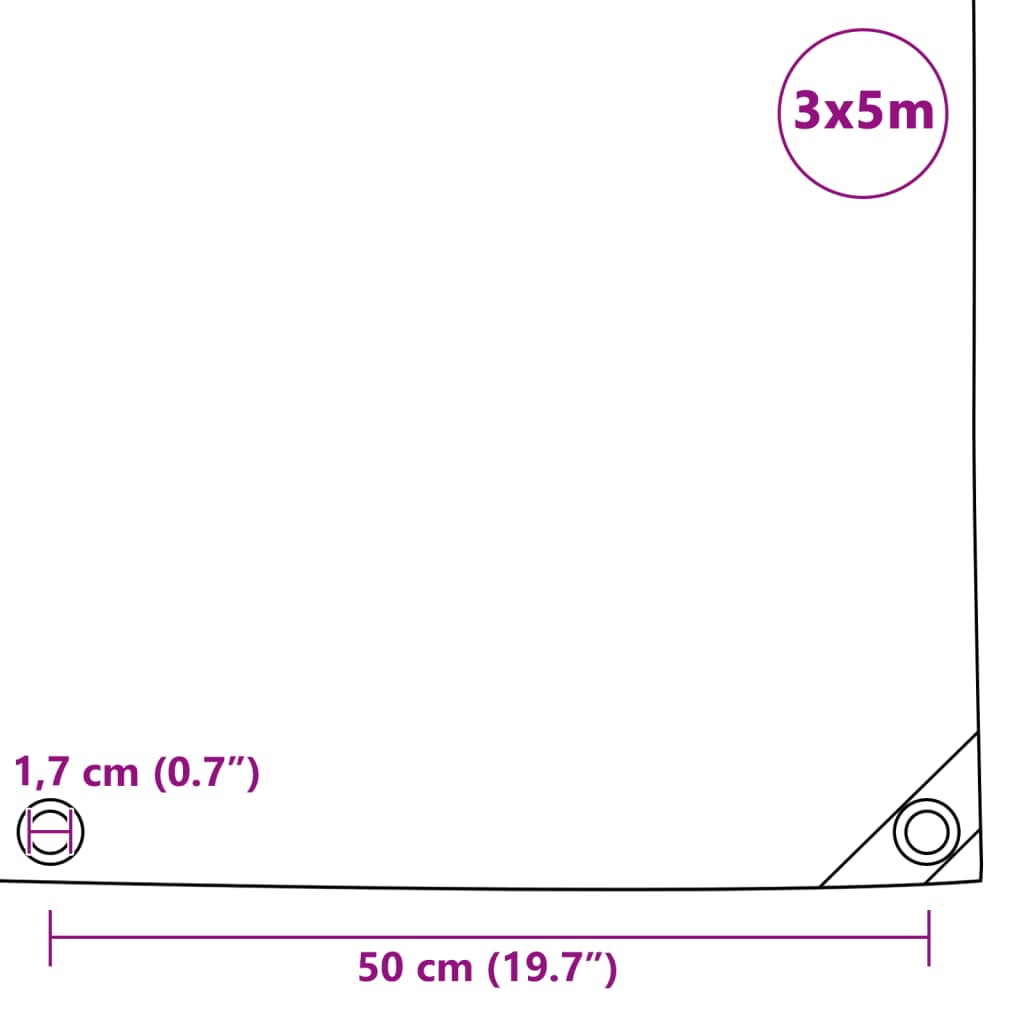 Tarpaulins Green 3 x 5 m Canvas with PVC Coating