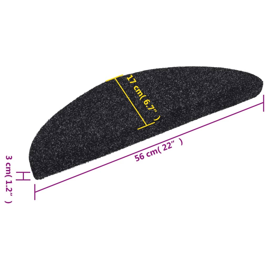 Stair Mat | Set of 15 | Black | Polypropylene | 15 pieces | Non-slip