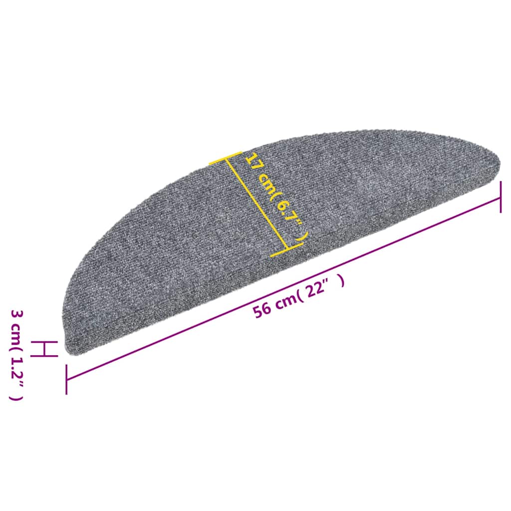 Stair Mat | Set of 15 | Light Grey | Polypropylene | 15 Pack | Non-slip