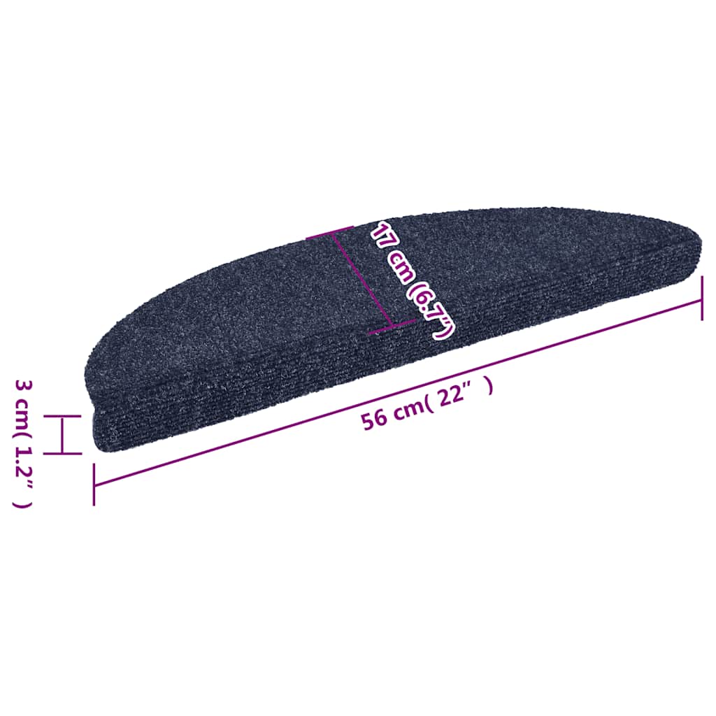 Stair Mat | Set of 15 | Blue | Polypropylene | 15 x 56 x 17 x 3 cm