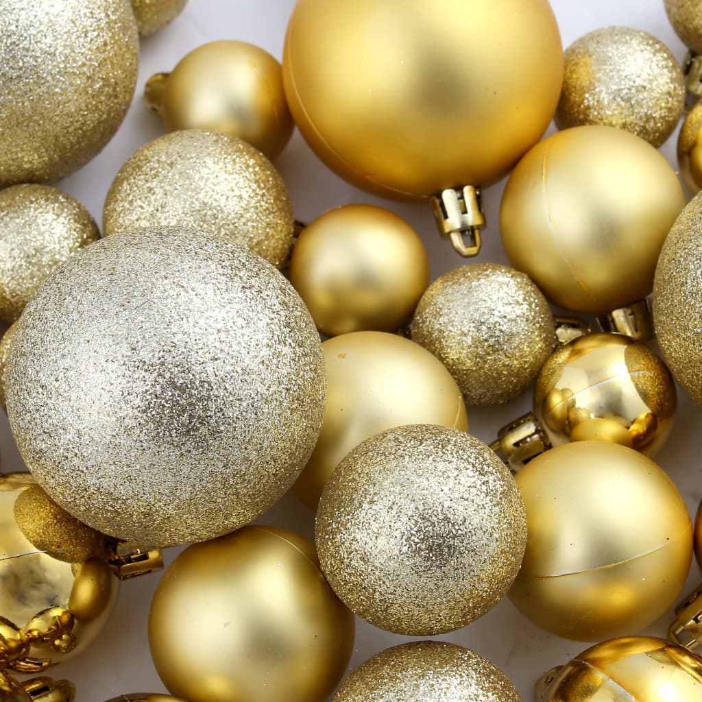 Christmas Ball | Set of 100 | Gold | Plastic | Multiple Sizes