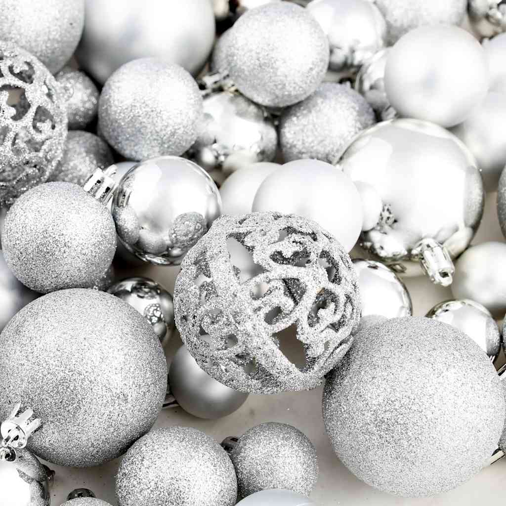 Christmas Ball | Set of 100 | Silver | Plastic | Medium | Ornaments