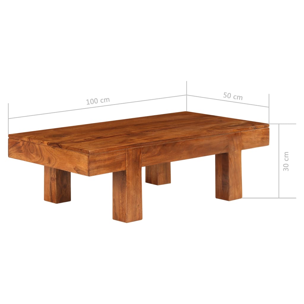 Coffee Table | Honey | Solid Acacia wood | 100 x 50 x 30 cm | Durable