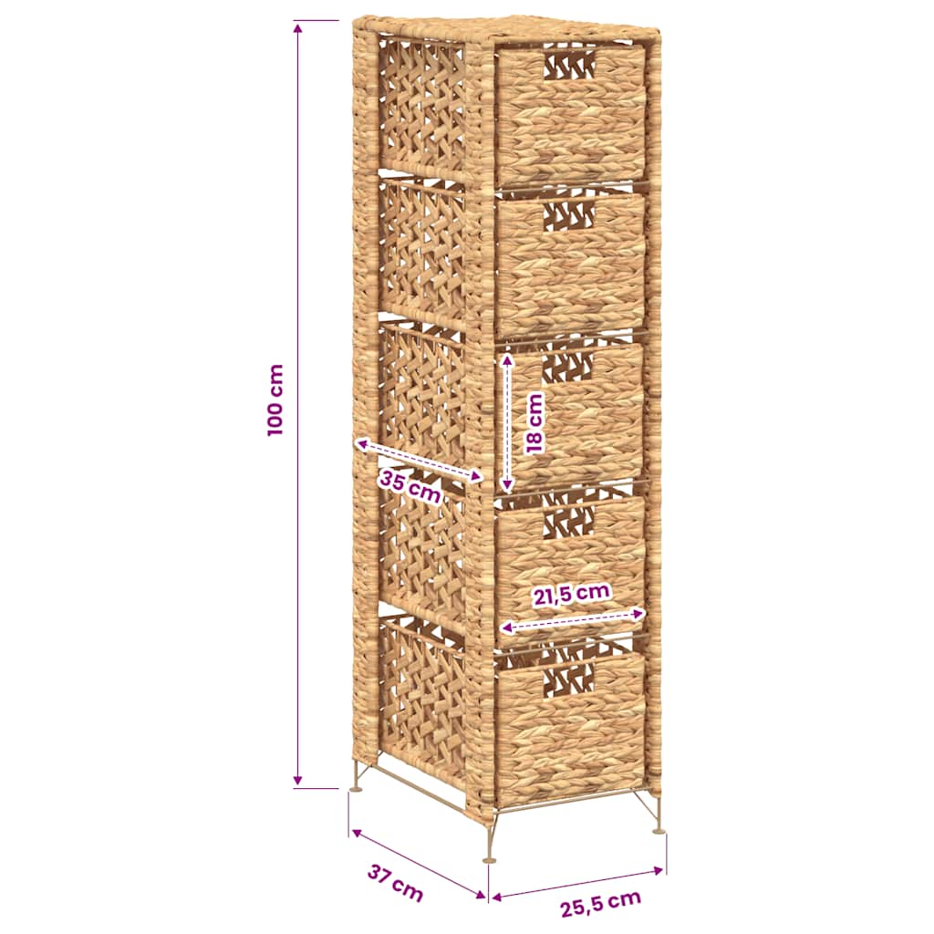 Storage Unit with 5 Baskets 25.5x37x100 cm Water Hyacinth