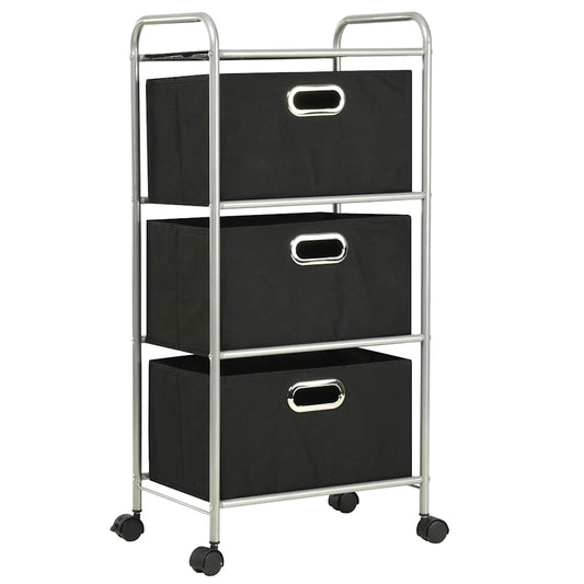 245749 vidaXL Shelving Unit with 3 Storage Boxes Steel and Non-woven Fabric