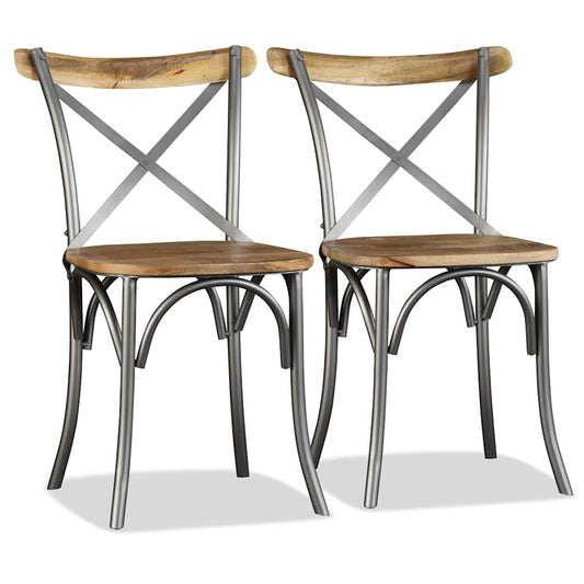 Dining Chair | Set of 6 | Brown and Silver