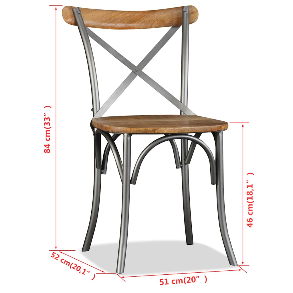 Dining Chair | Set of 6 | Brown and Silver