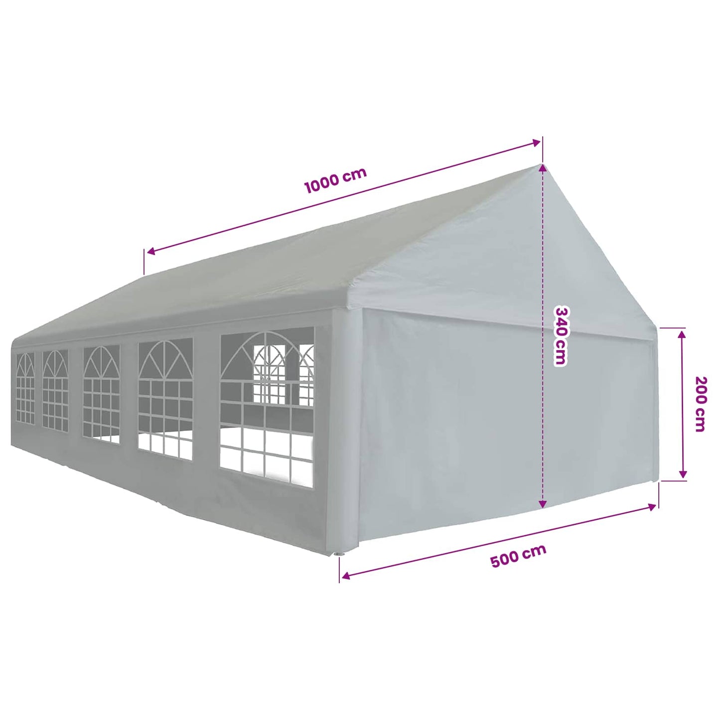 Tent Fabric without Frame Grey 32.81 x 16.40 ft PE