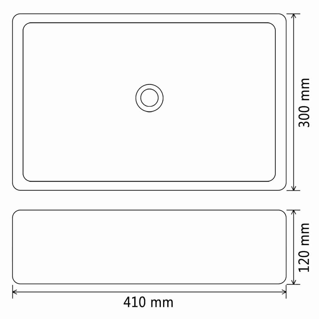 Basin Ceramic Rectangular Black 41x30x12 cm