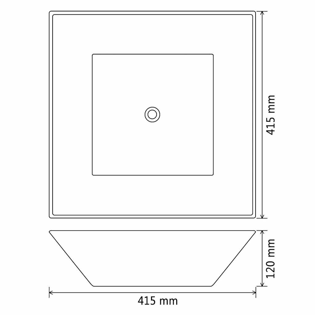 Basin Ceramic Square Black 41.5x41.5x12 cm