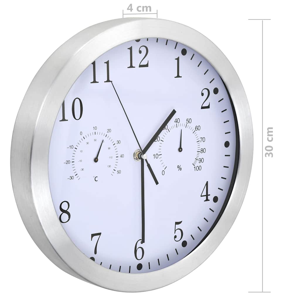 Wall Clock | White | Aluminium, Quartz Movement | 30 cm Diameter | Clock