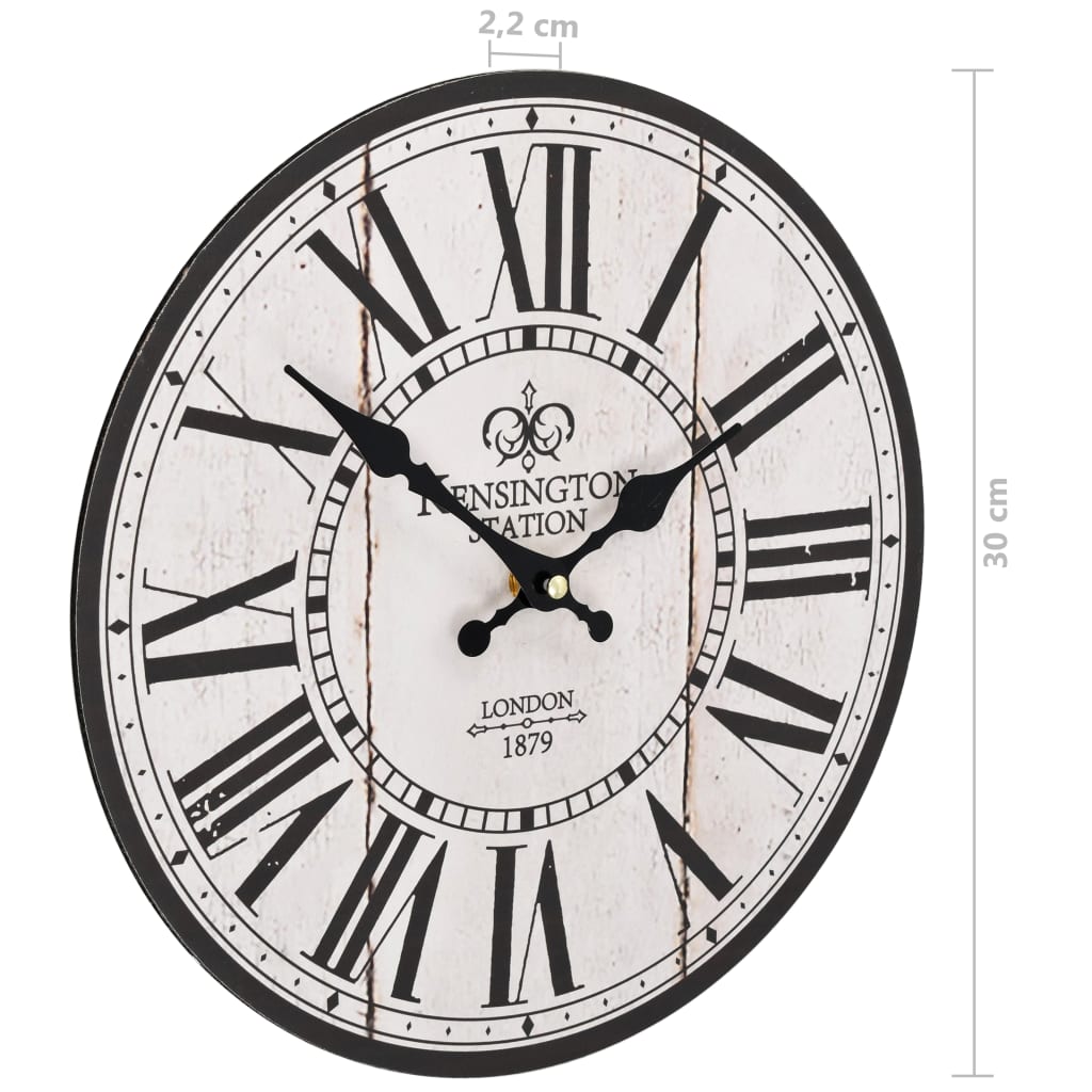 Wall Clock | White and black | MDF | 30 cm | Classic/Traditional