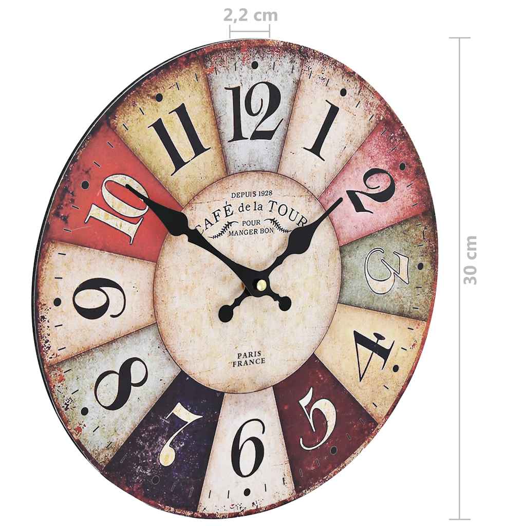 Wall Clock | Multicolour | MDF | 30 cm diameter | Appealing Design