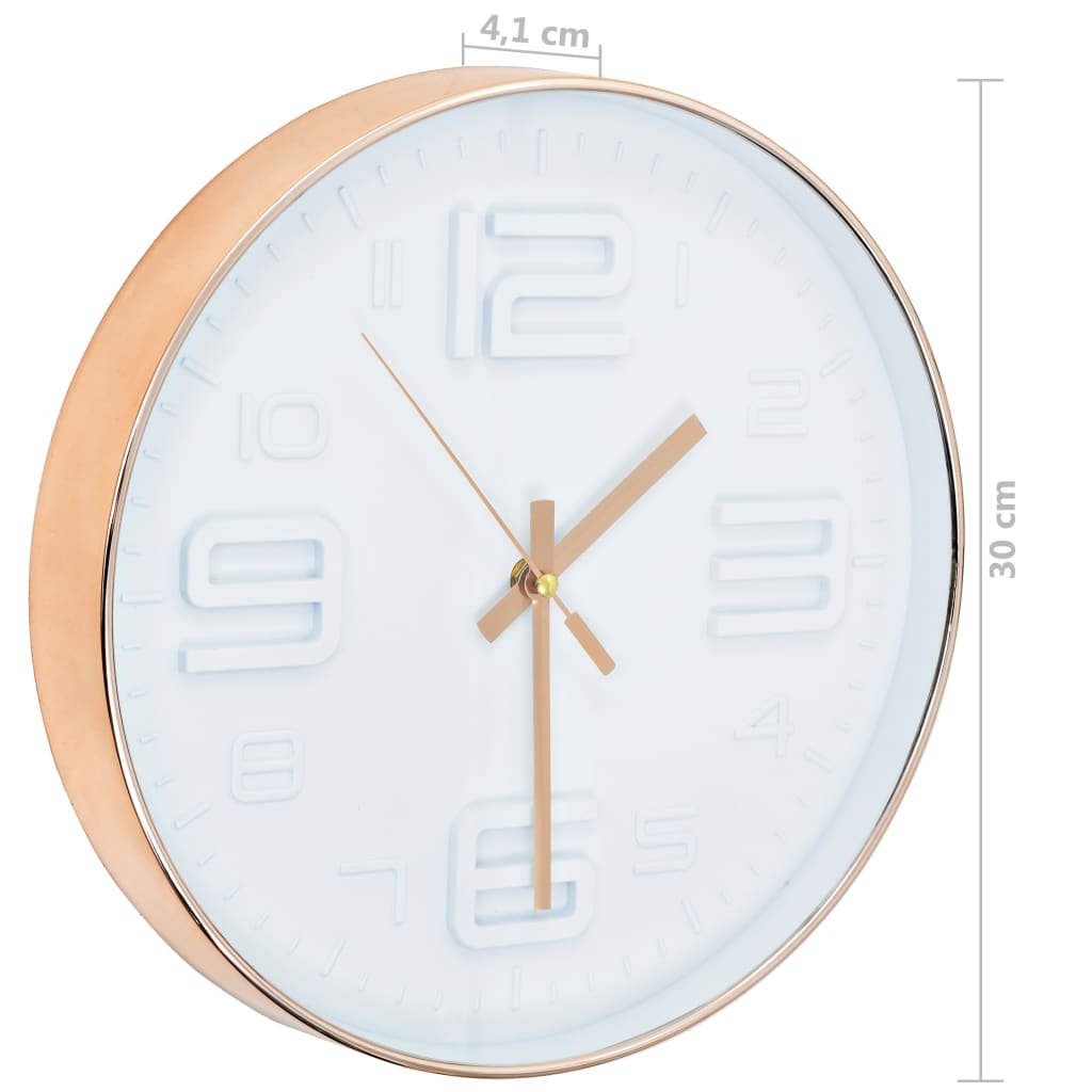 Wall Clock | Copper, White | Polypropylene | 30 cm | Wall Clock | Round