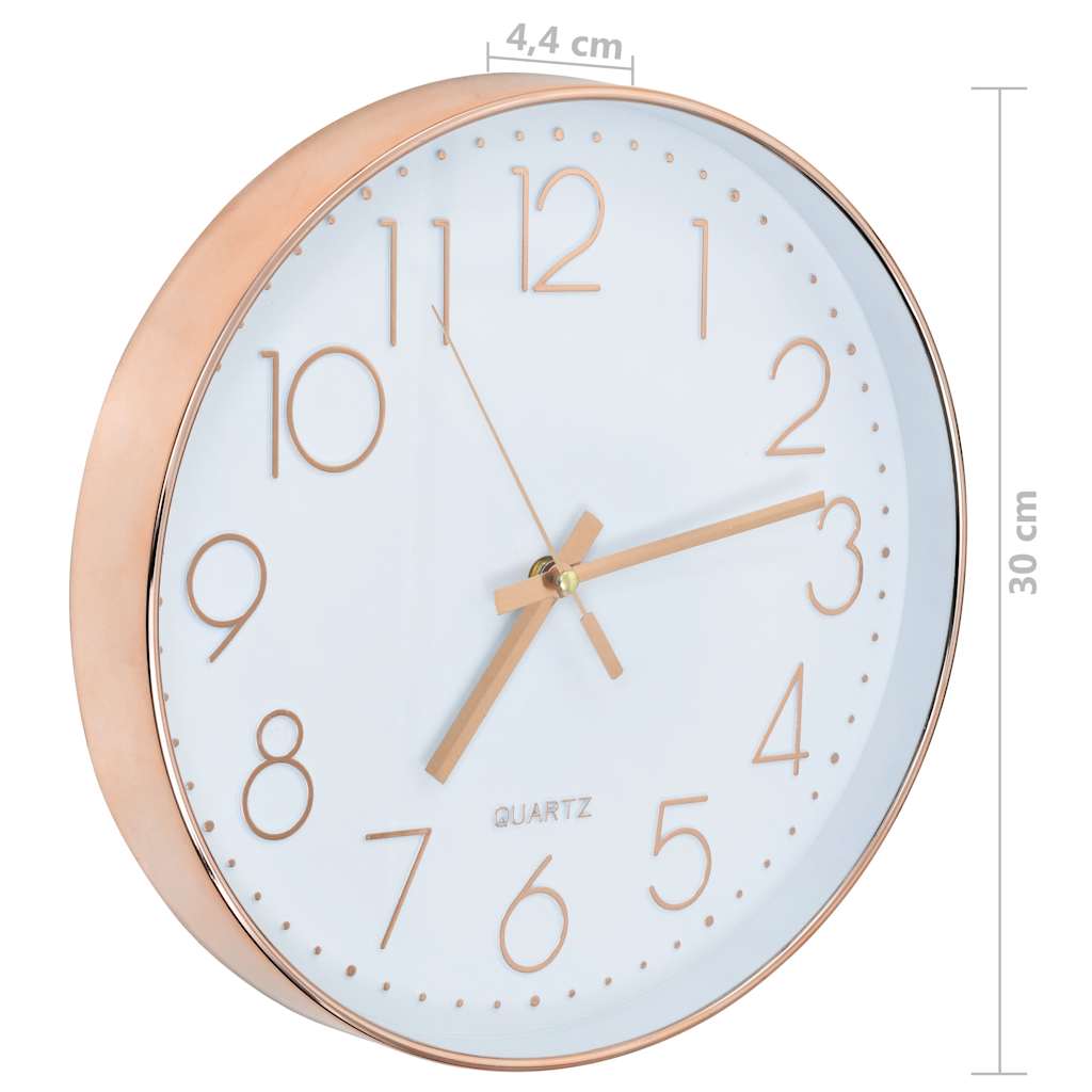 Wall Clock | Rose gold rim and white dial | PP (polypropylene) | 30cm