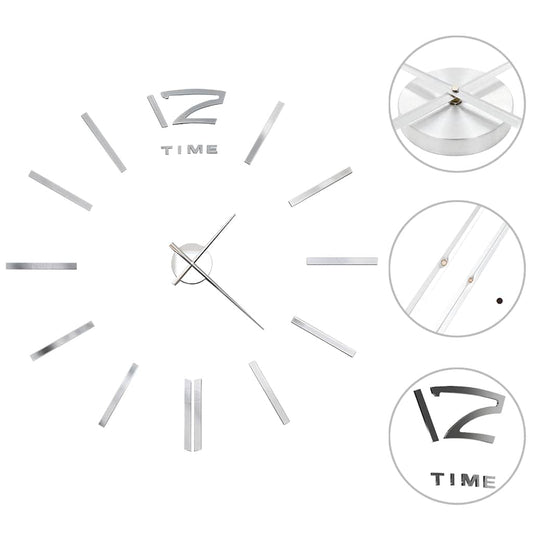 3D Wall Clock | Shiny Silver | EVA | XXL | Adjustable Armrests