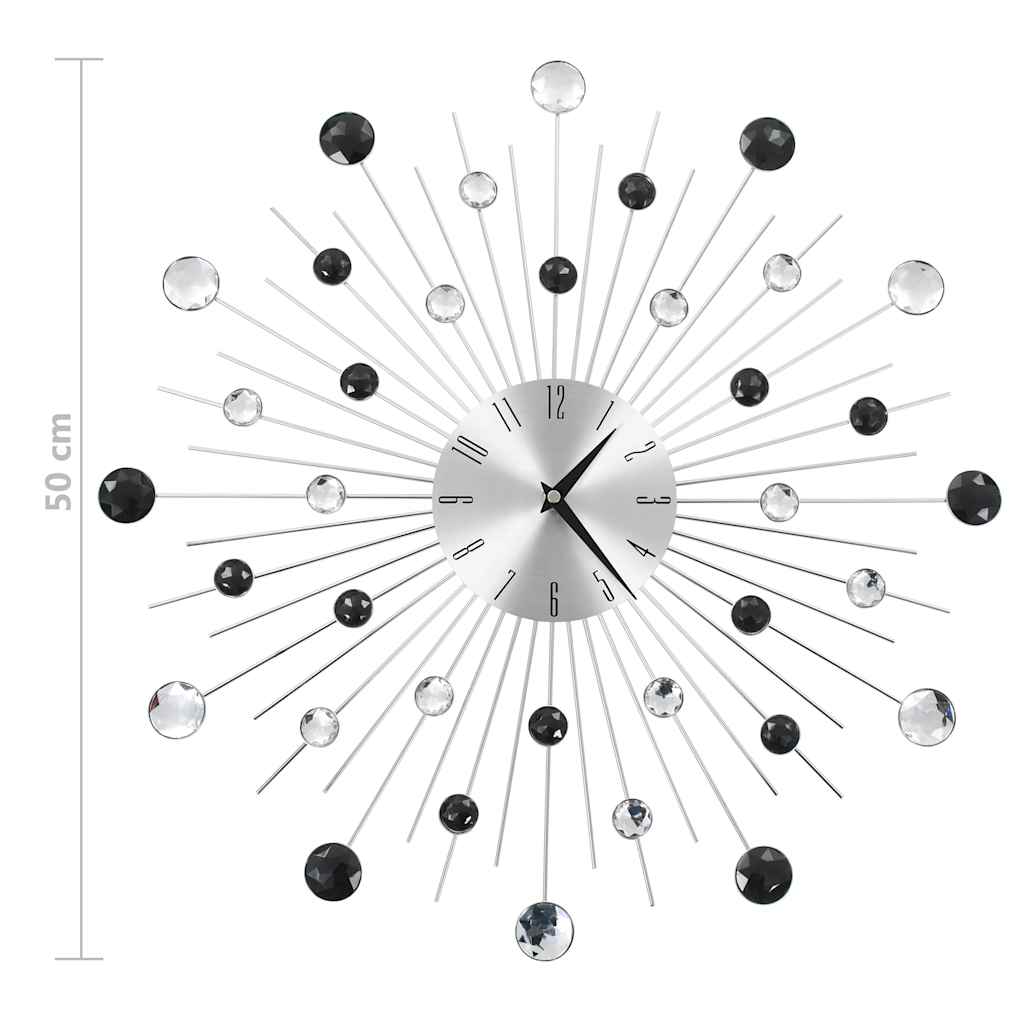 Wall Clock | Silver and black | Aluminium frame with acrylic beads