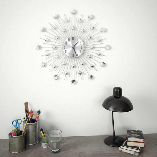 Wall Clock | Silver | Aluminium and acrylic beads | Large