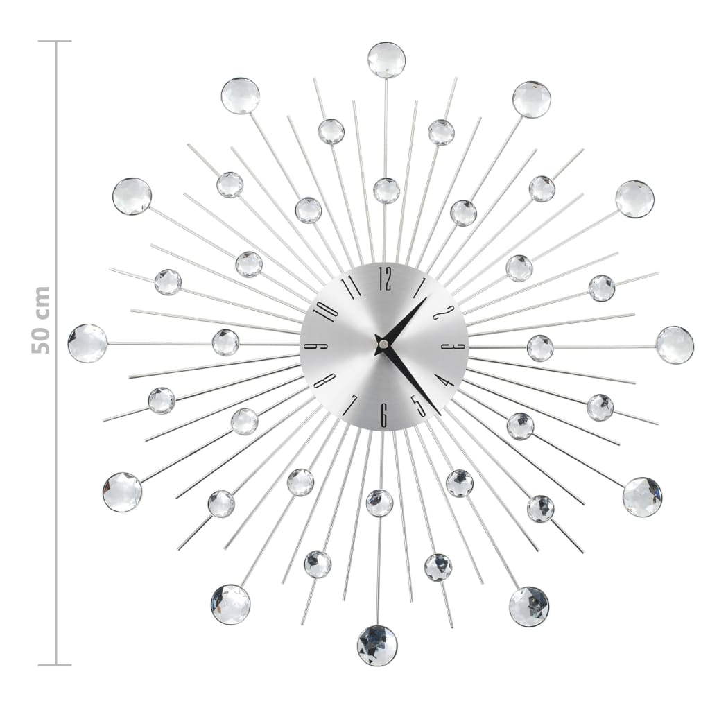 Wall Clock | Silver | Aluminium and acrylic beads | Large