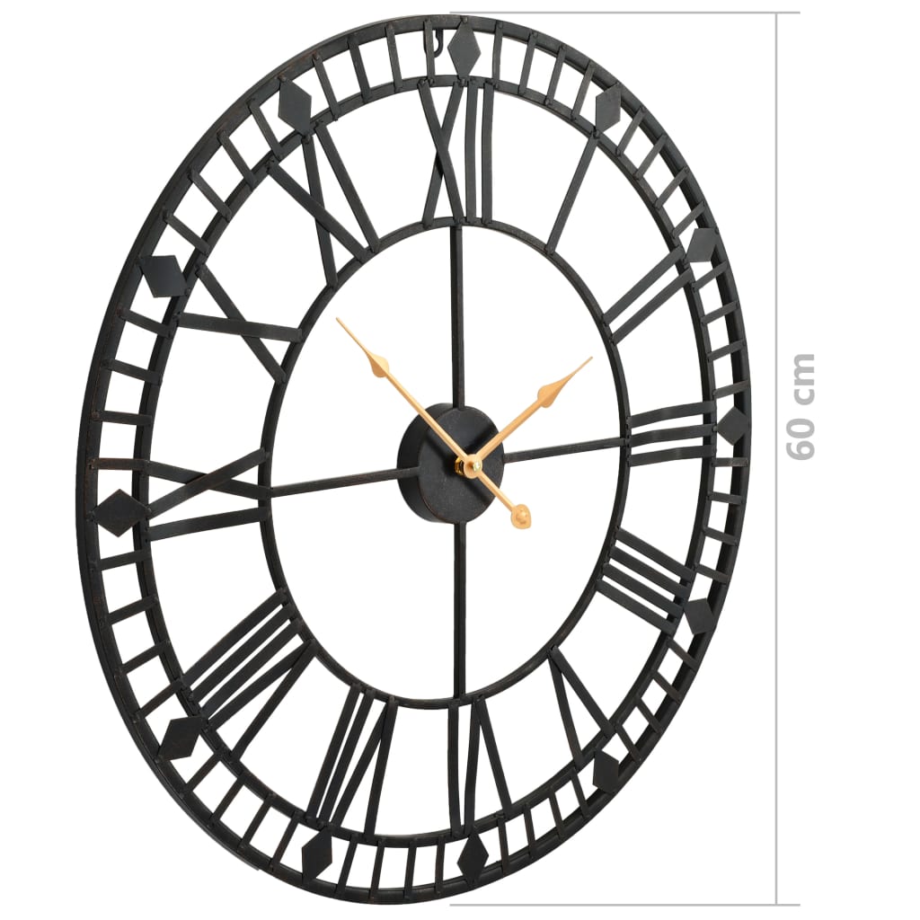 Wall Clock | Black | Metal | 60 cm | Clock | Wall Clock | Circular