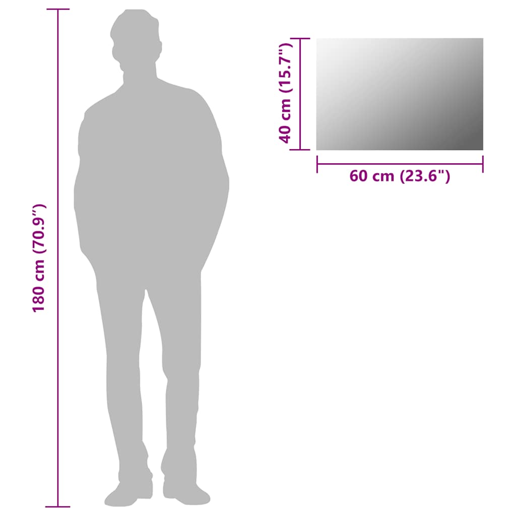 Wall Mirror | Transparent | Glass | 60 x 40 cm | Minimalistic