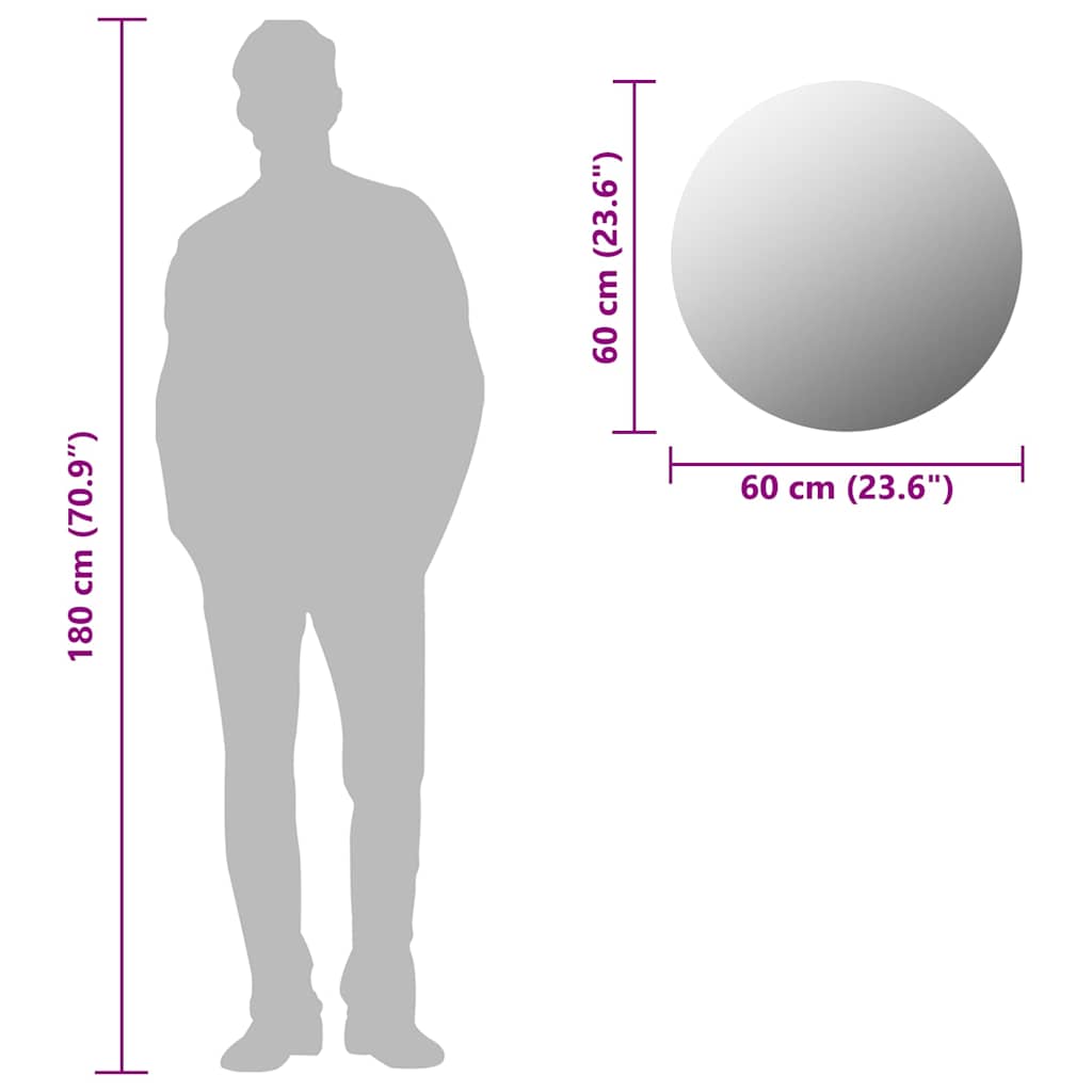 Wall Mirror | Glass | 60 cm diameter | Wall mounting | Wall Mirror