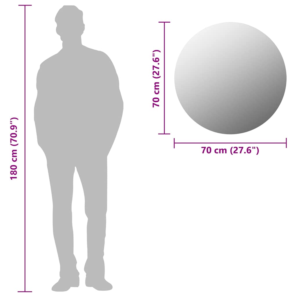 Wall Mirror | Transparent | Glass | 70 cm diameter | Wall mounting