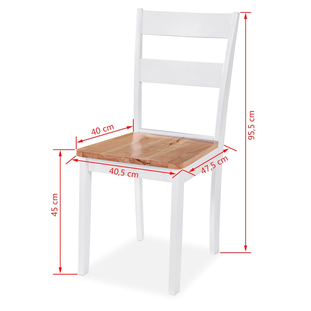Dining Set | White and Natural Wood | MDF Top, Solid Rubberwood Frame