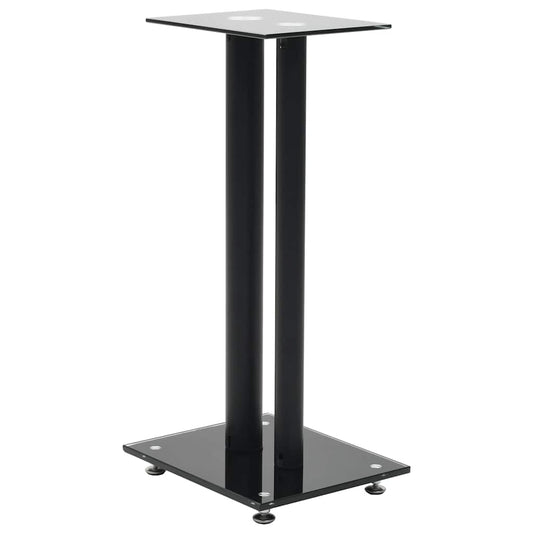 50673 vidaXL Speaker Stands 2 pcs Tempered Glass 2 Pillars Design Black