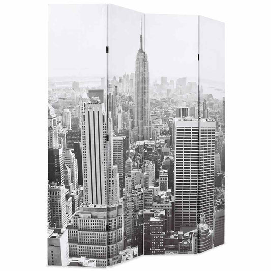 Folding Room Divider 160x170 cm New York by Day Black and White