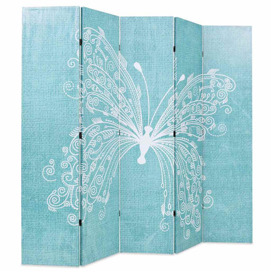Folding Room Divider 200x170 cm Butterfly Blue