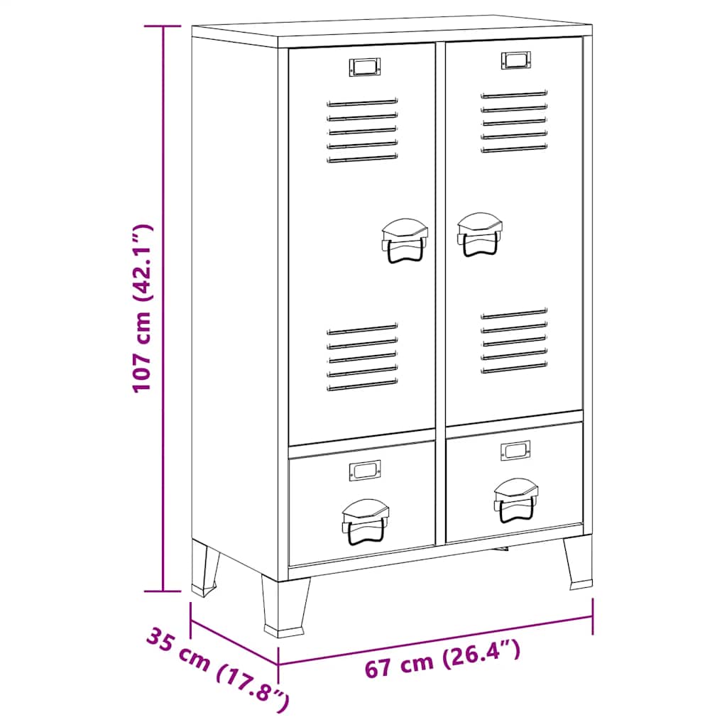Wardrobe Metal Industrial Style 26.4"x13.8"x42.1" Black