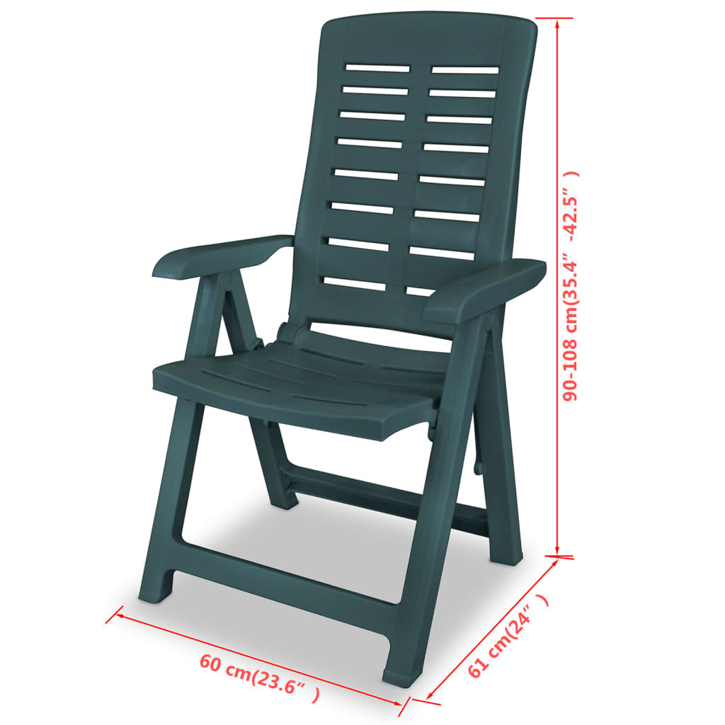 Garden Chair | Set of 2 | Green | Plastic | Standard | Foldable