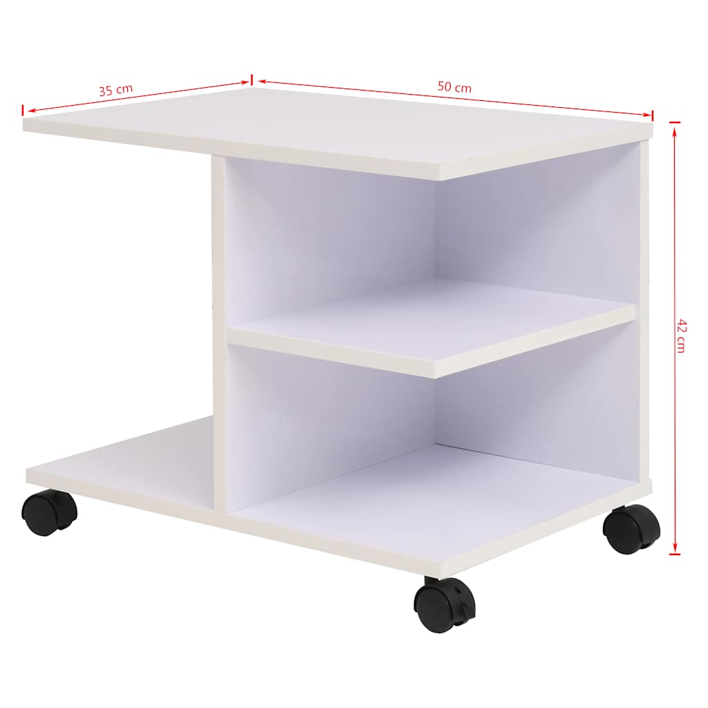 Rolling Shelf | White | Engineered wood with melamine finish | Compact