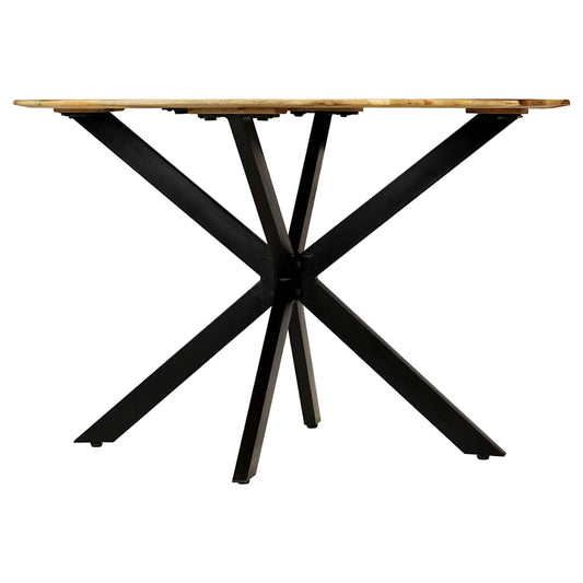 246013 vidaXL Dining Table Solid Rough Mango Wood and Steel 120x77 cm
