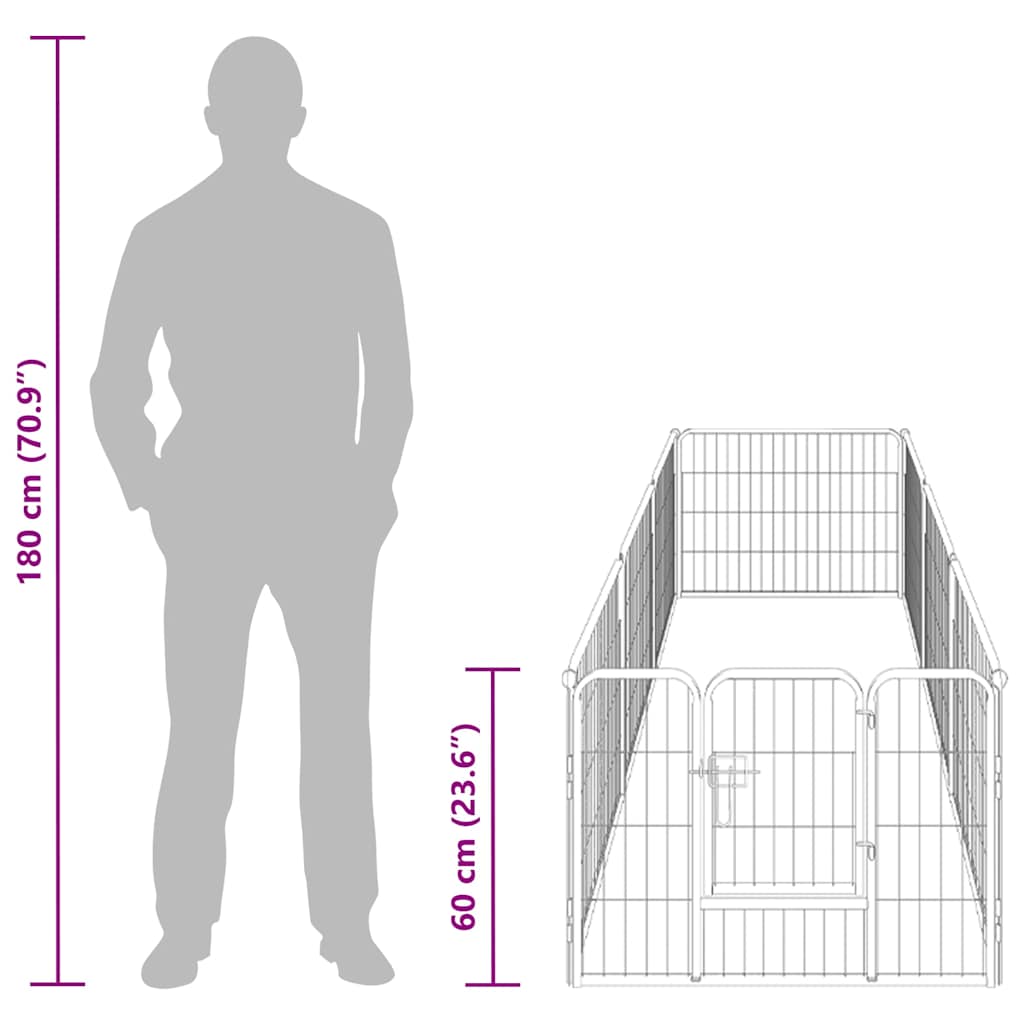 Dog Playpen | Black | Powder-Coated Steel | 60 cm height x 240 cm width