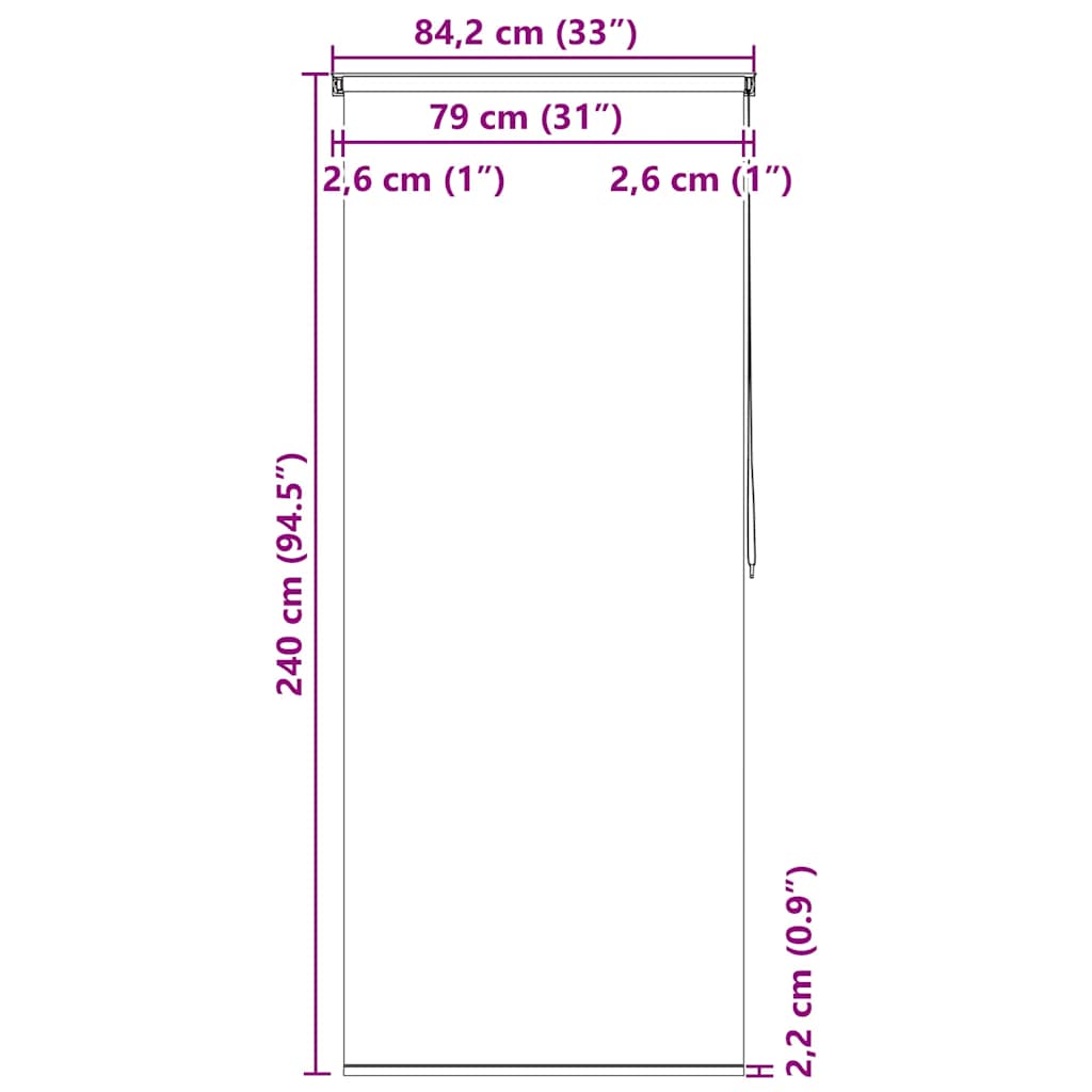 Shower Roller Blind 80x240 cm Square