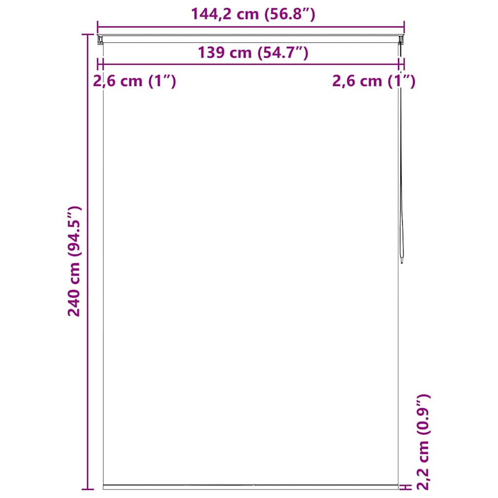 Shower Roller Blind 140x240 cm Square