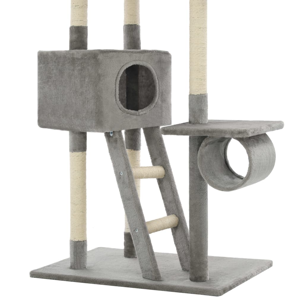 Cat Tree | Grey | Engineered wood, carton, plush fabric, sisal rope