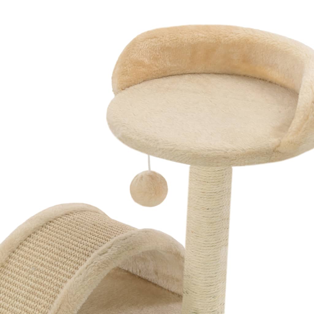 Cat Tree | Beige and Brown | Particle board, Soft plush, Sisal rope