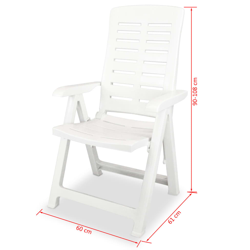 Reclining Folding Chairs 6 pcs Plastic White